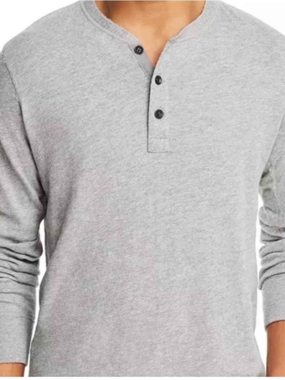 Rag & Bone Men's Gray Long-Sleeve classic Henley Shirt